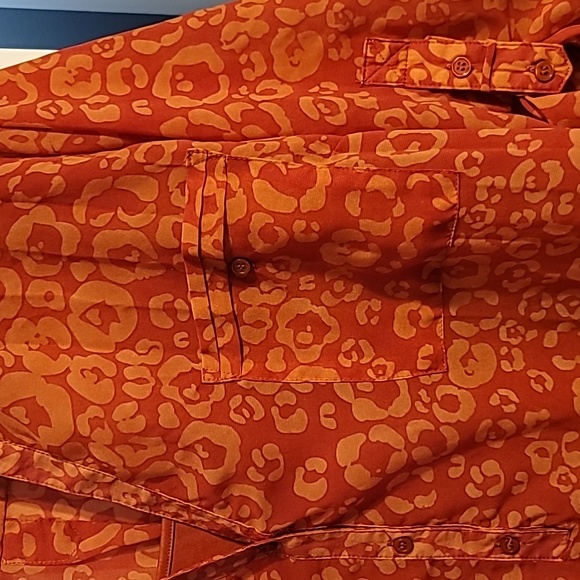 APT. 9 Tunic Top Women's 3X Terra Cotta Roll-Tab Sleeve Chiffon Layered Cheetah - Picture 8 of 12